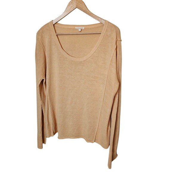 EILEEN FISHER Peach 100% Linen Long Sleeve Top Womens Size Large - Picture 1 of 7